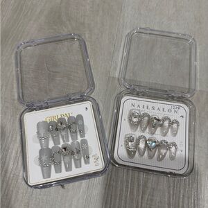 Silver and Gray Press-On Nail Set